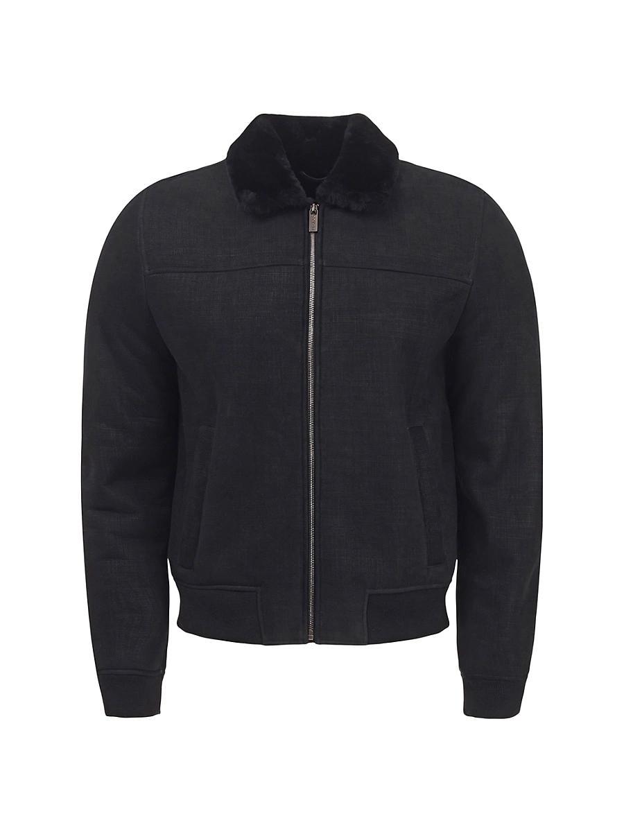 Mens Merino Shearling Lamb Bomber Jacket Product Image