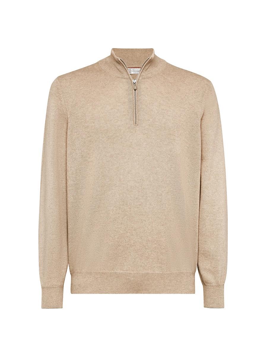 Mens Cashmere Turtleneck Sweater with Half Zip Product Image