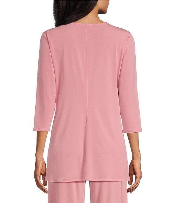 Eva Varro Five Beams Crew Keyhole Neck 3/4 Sleeve Knit Tunic Product Image