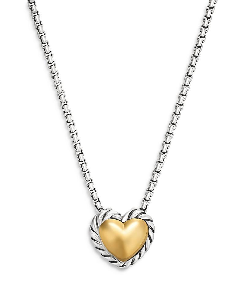 David Yurman Sterling Silver Cable Cookie Classic Heart Necklace with 18K Yellow Gold Product Image