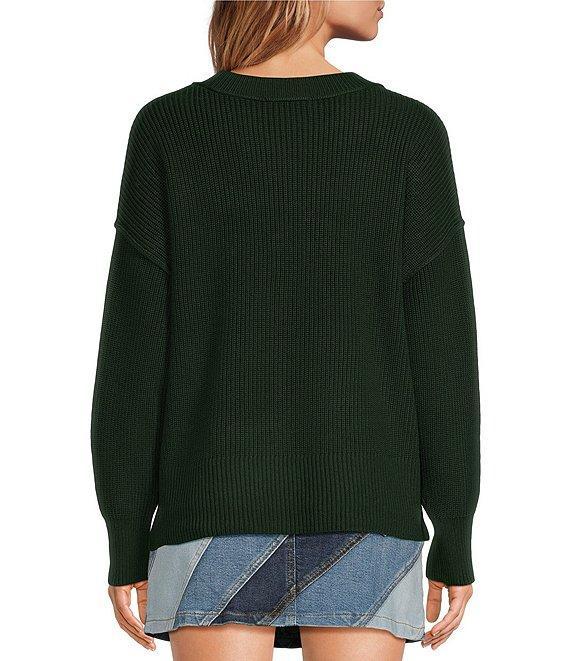 Chelsea & Violet Celeste Wool Blend Crew Neck Dropped Long Sleeve Pullover Sweater Product Image