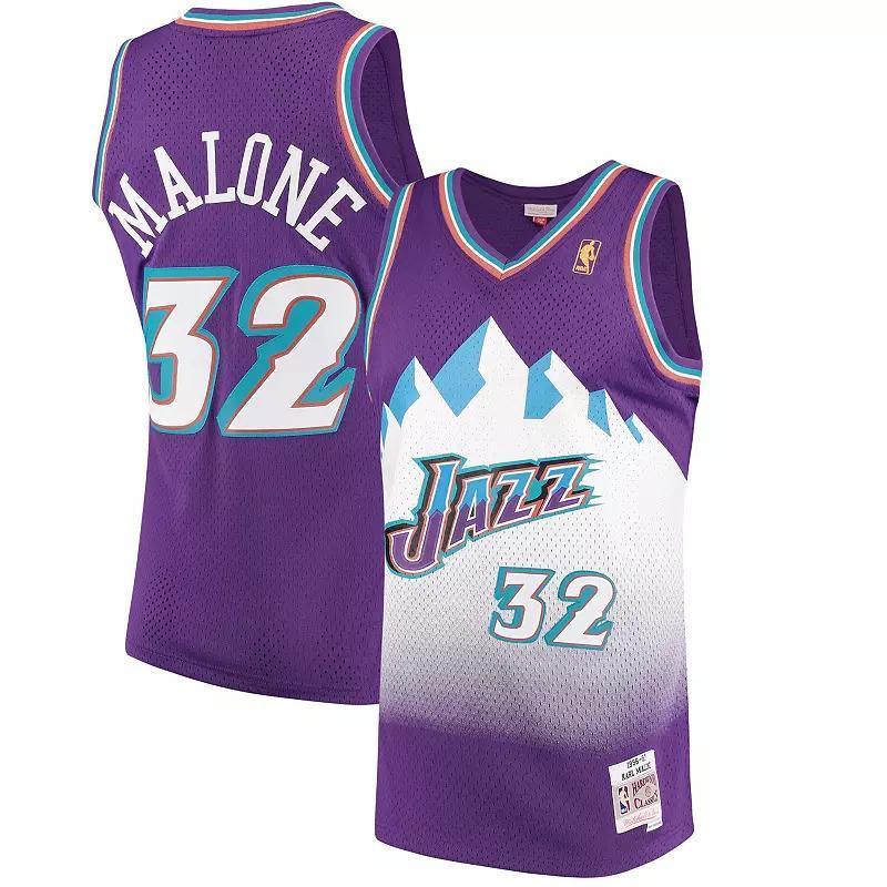Men's Mitchell & Ness Karl Malone Purple Utah Jazz 1996-97 Hardwood Classics Swingman Jersey, Size: Small, Jaz Purple Product Image