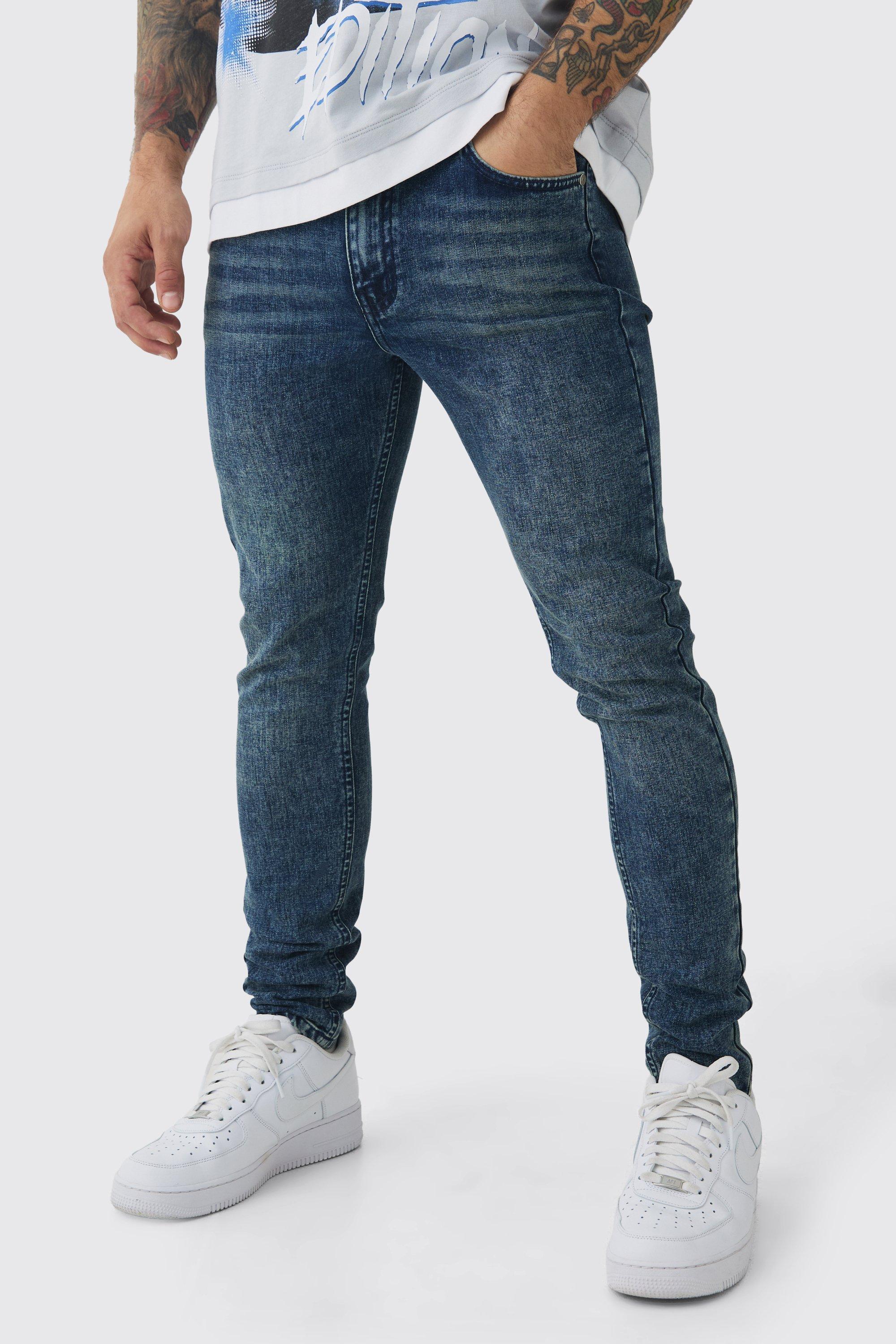 Mens Skinny Stretch Jeans - Blue Product Image