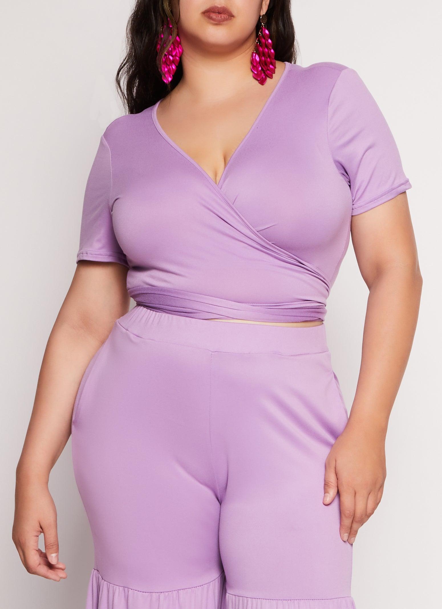 Womens Plus Size Cropped Wrap Top Product Image
