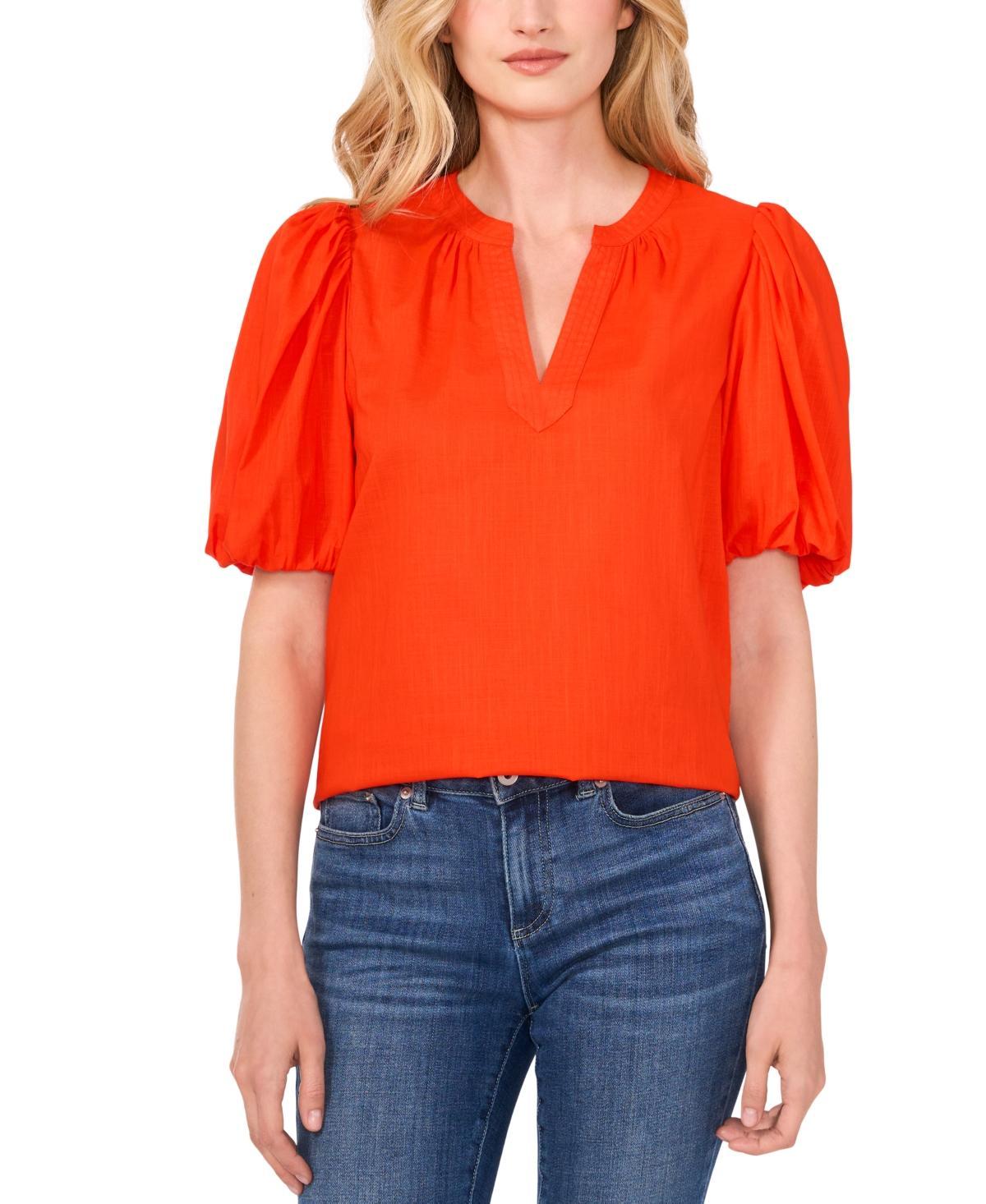 CeCe Womens Short-Puffed-Sleeve Blouse Product Image