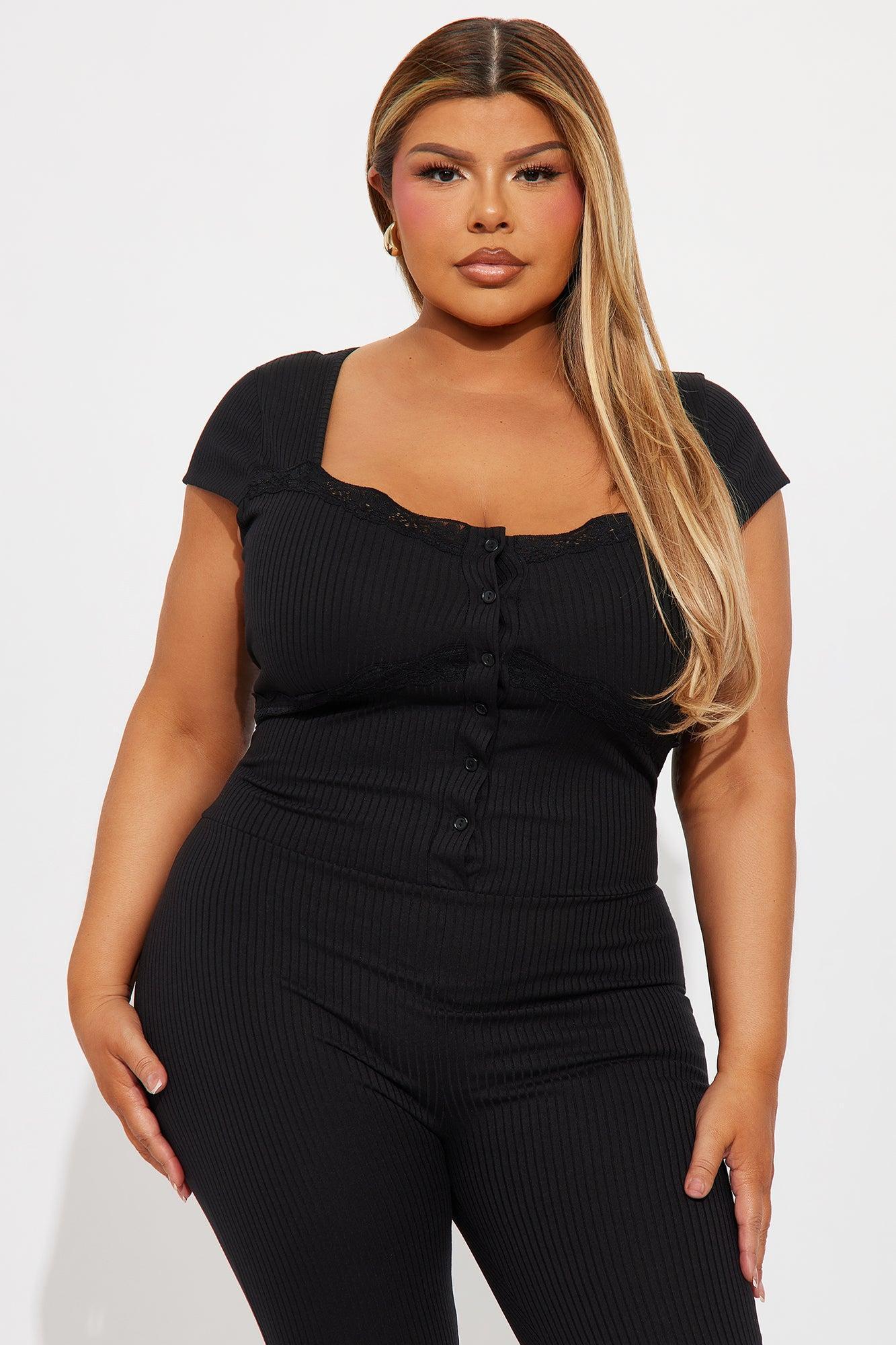 Kaelyn Ribbed Short Sleeve Jumpsuit - Black Product Image