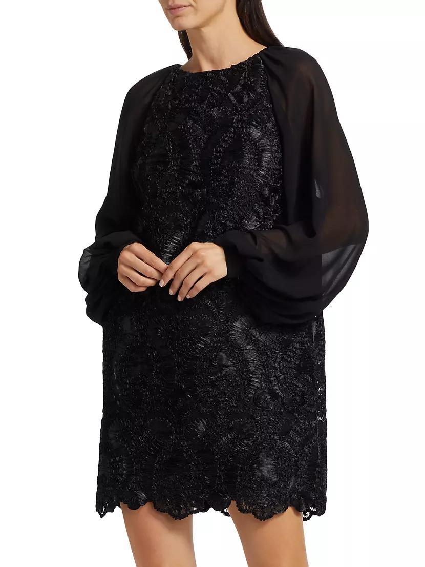Soutache-Embellished Long-Sleeve Minidress Product Image