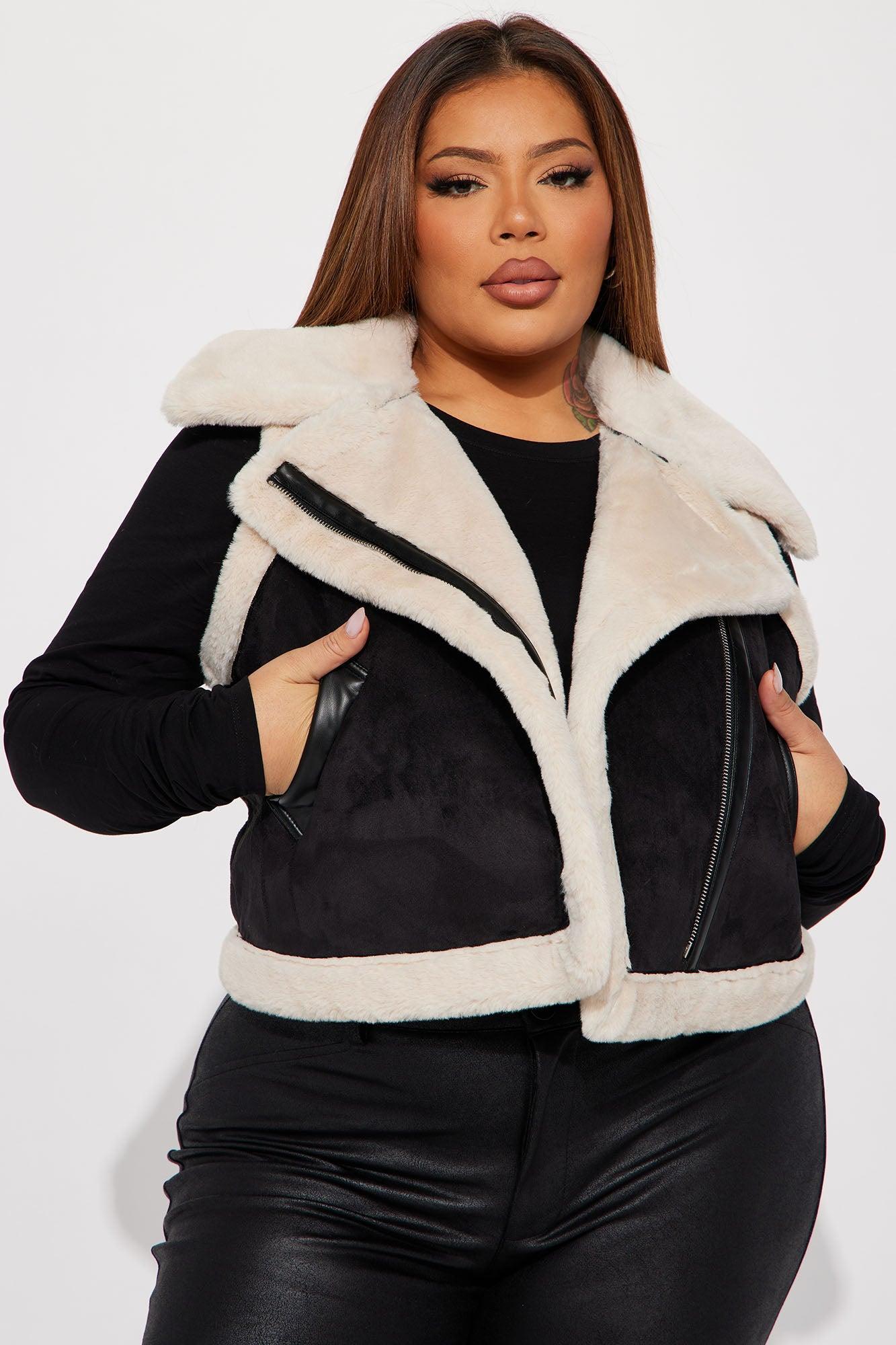 Cold Night Out Shearling Vest - Black Product Image