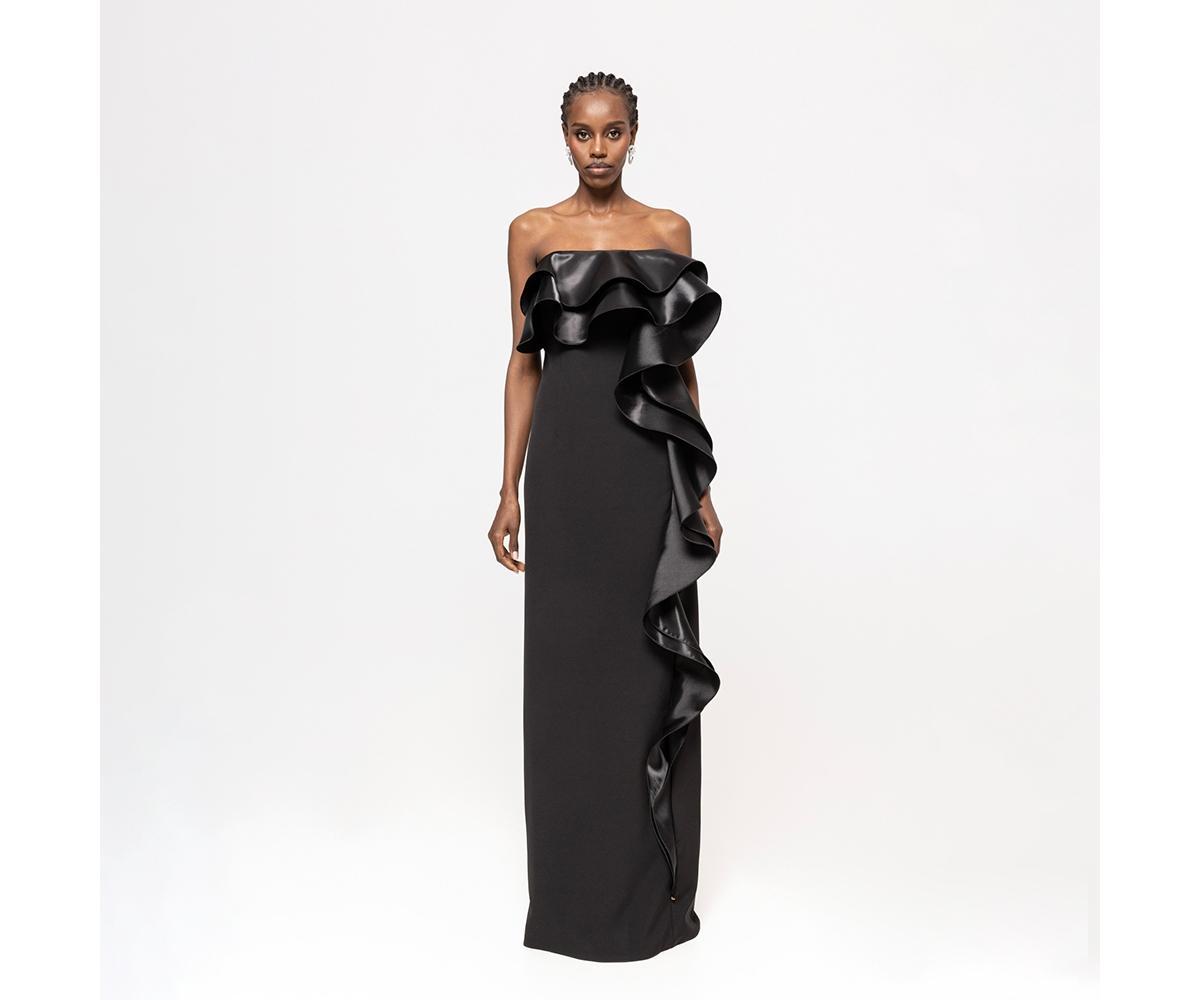 Nissa Womens Ruffled Taffeta Maxi Dress Product Image