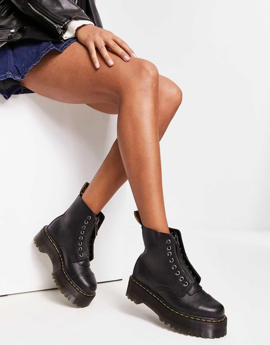 Dr Martens Sinclair flatform zip tumbled leather boots Product Image
