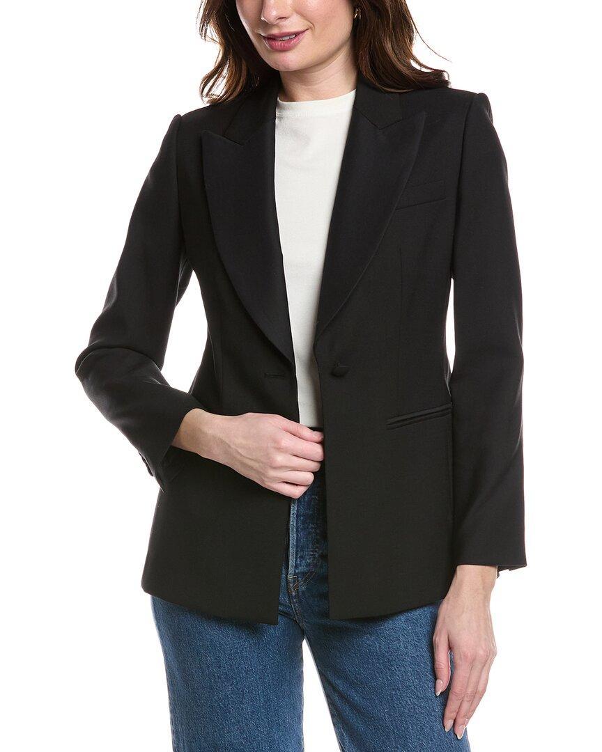 REBECCA TAYLOR Cavalry Twill Wool & Silk-blend Blazer In Black Product Image