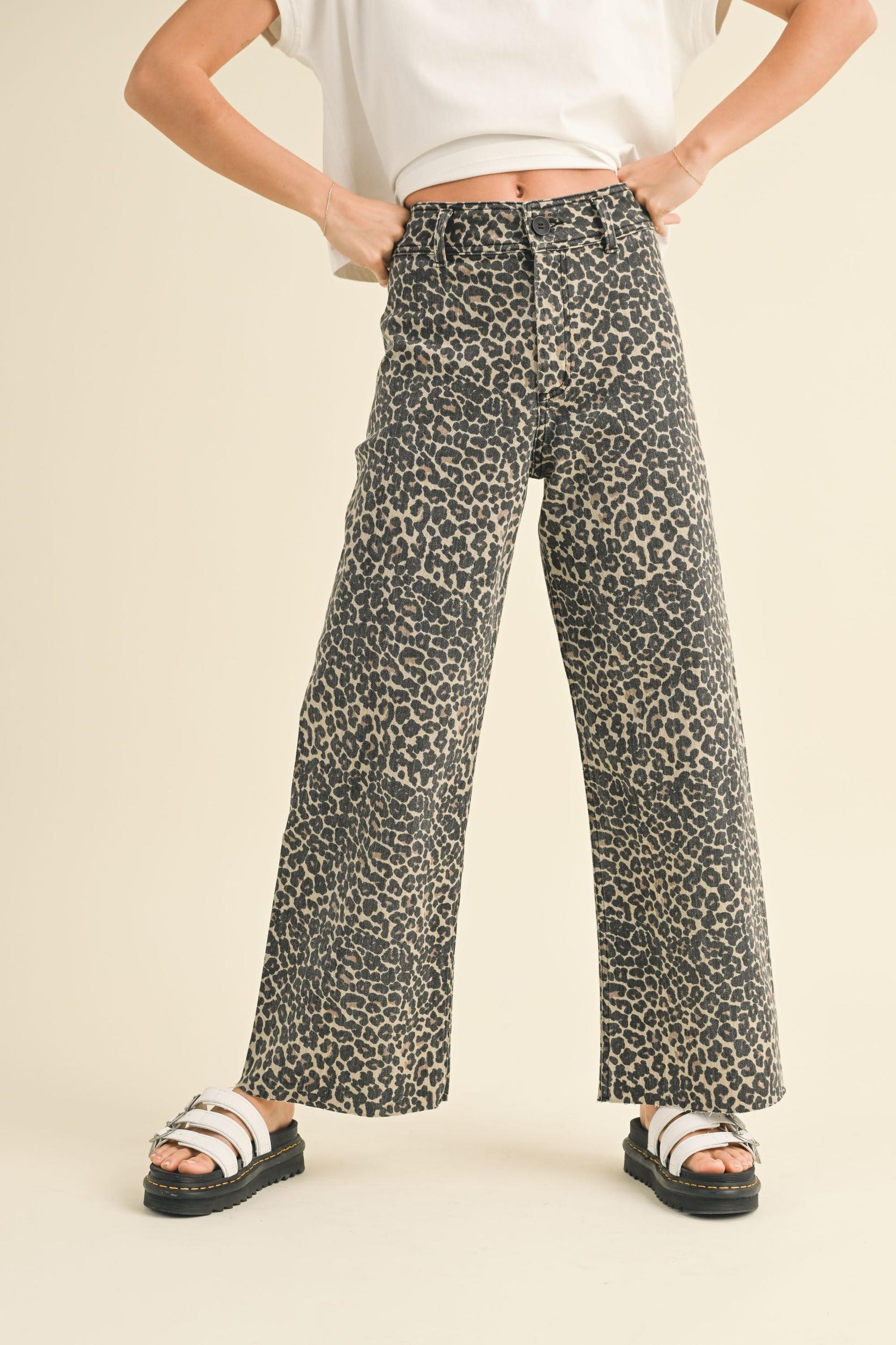 Leopard Print Wide Leg Pants Product Image