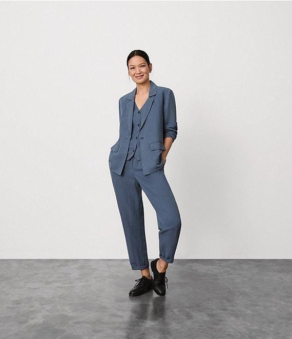 Eileen Fisher Organic Linen Silk Twill Pleated Ankle Pants Product Image