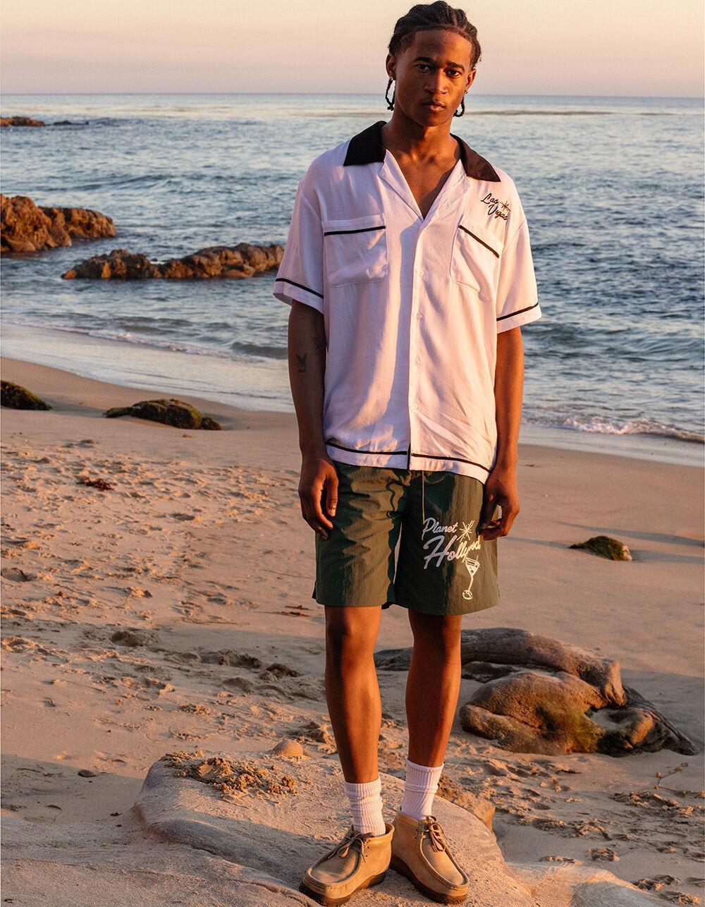 PLANET HOLLYWOOD Martini Mens Button Up Shirt - WHITE Product Image