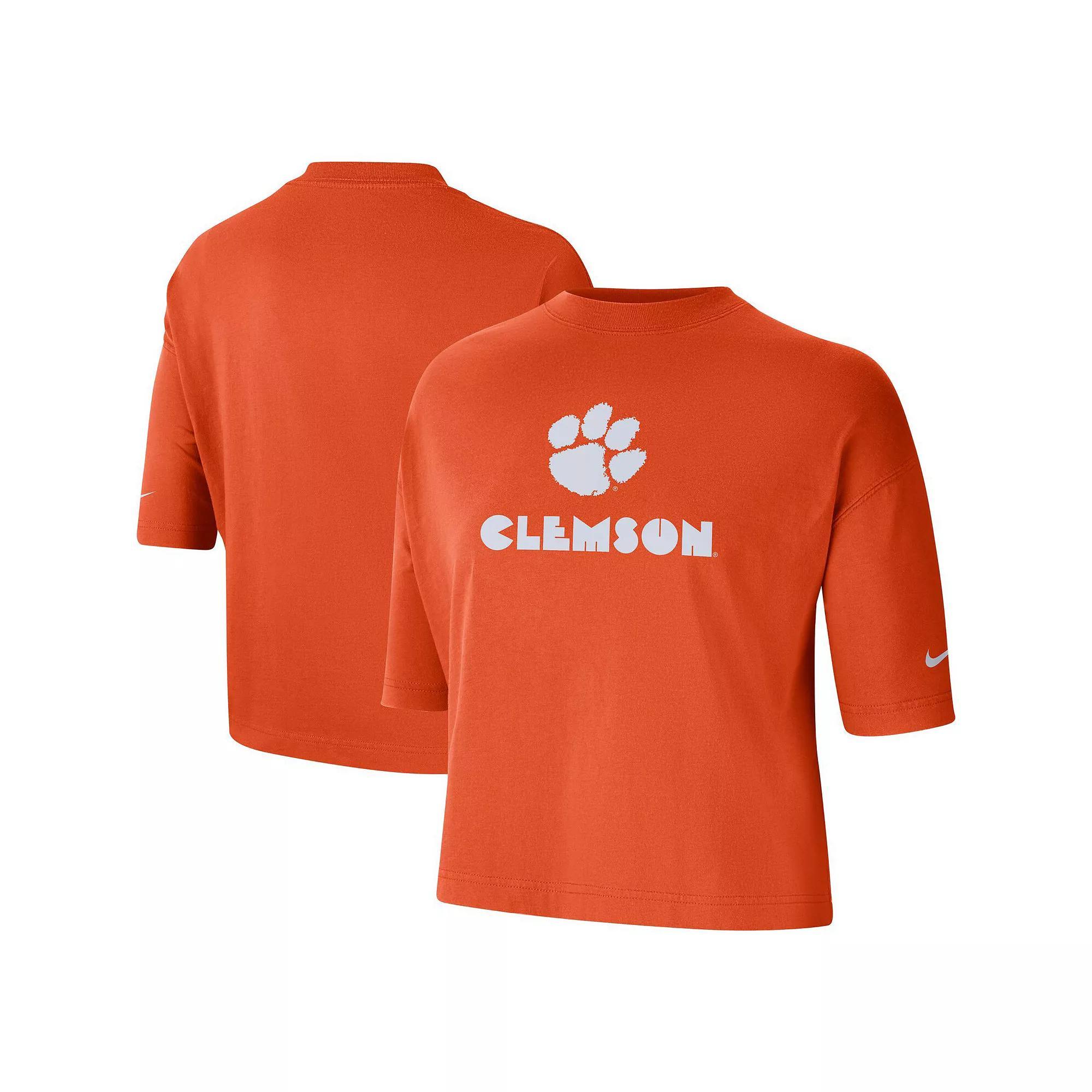 Women's Nike Orange Clemson Tigers Crop Performance T-Shirt, Size: Small Product Image