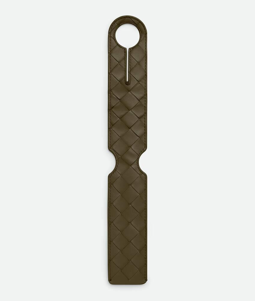 Men's Intrecciato Long Tag Holder in Mustard Product Image