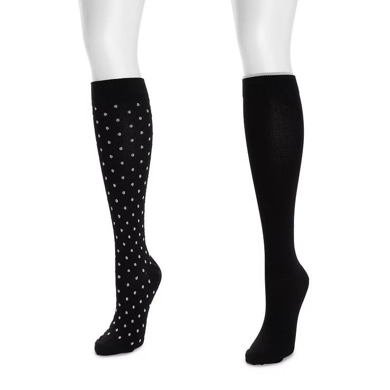 Womens MUK LUKS Nylon Compression Socks 2-Pack, Red Product Image