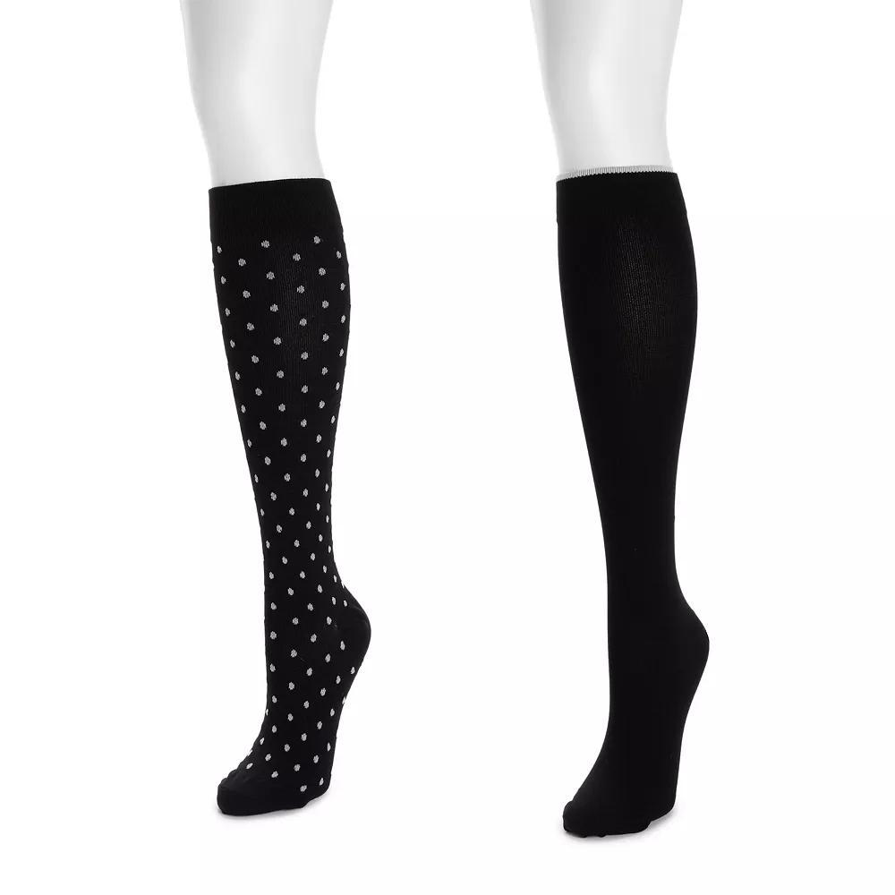 Womens MUK LUKS Nylon Compression Socks 2-Pack, Red Product Image