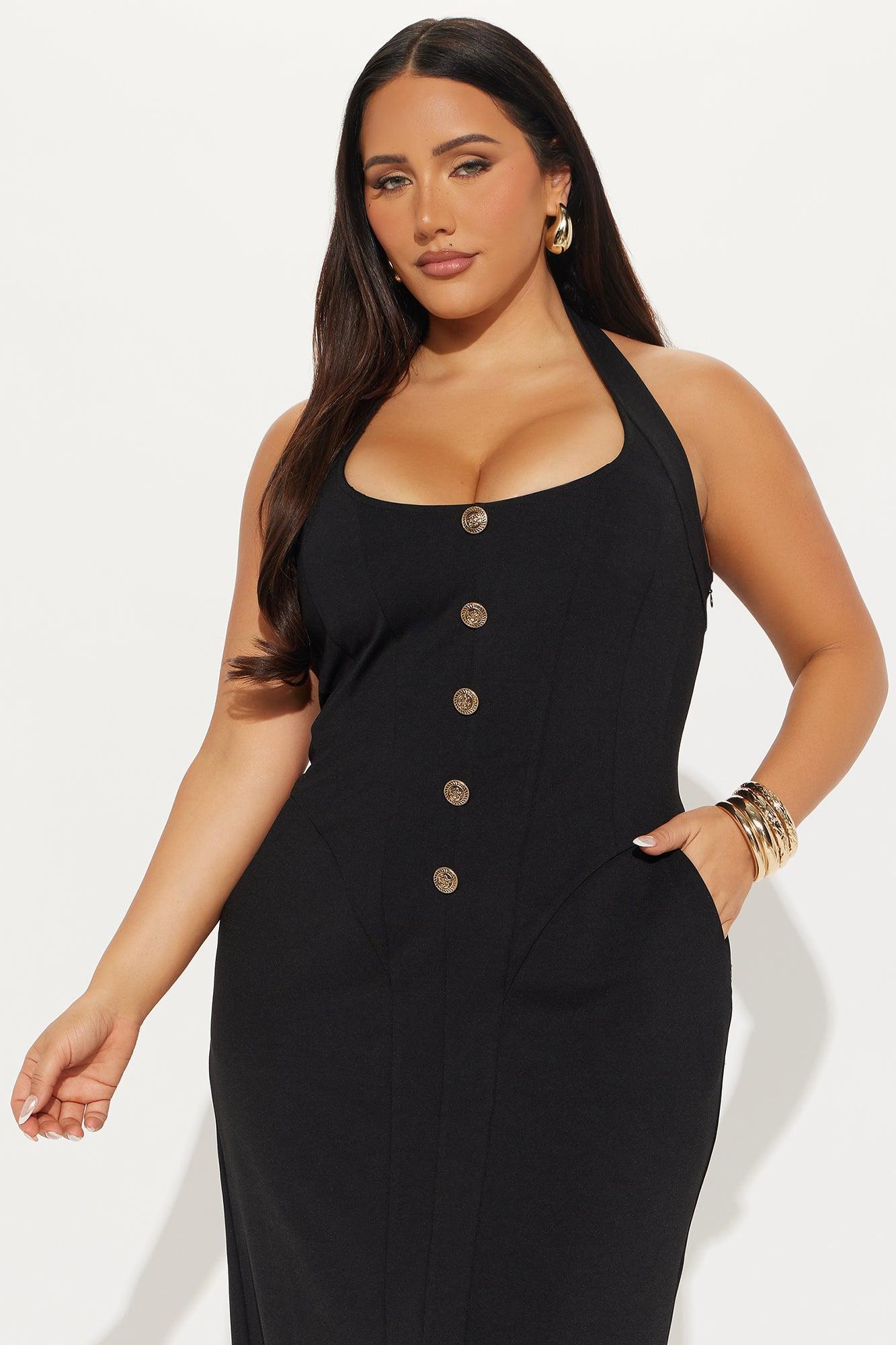 Carmine Ponte Halter Midi Dress - Black Product Image