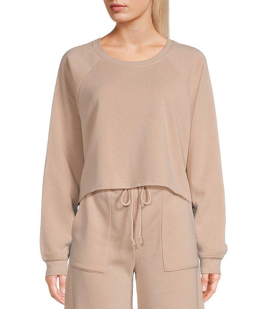 Double Zero Coordinating Crewneck Long Sleeve Urban Trendy Laid Back Crop Sweatshirt Product Image