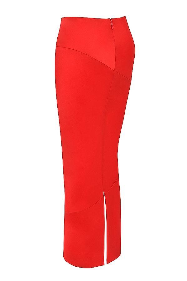 Colette  scarlet satin low waist midi skirt Product Image