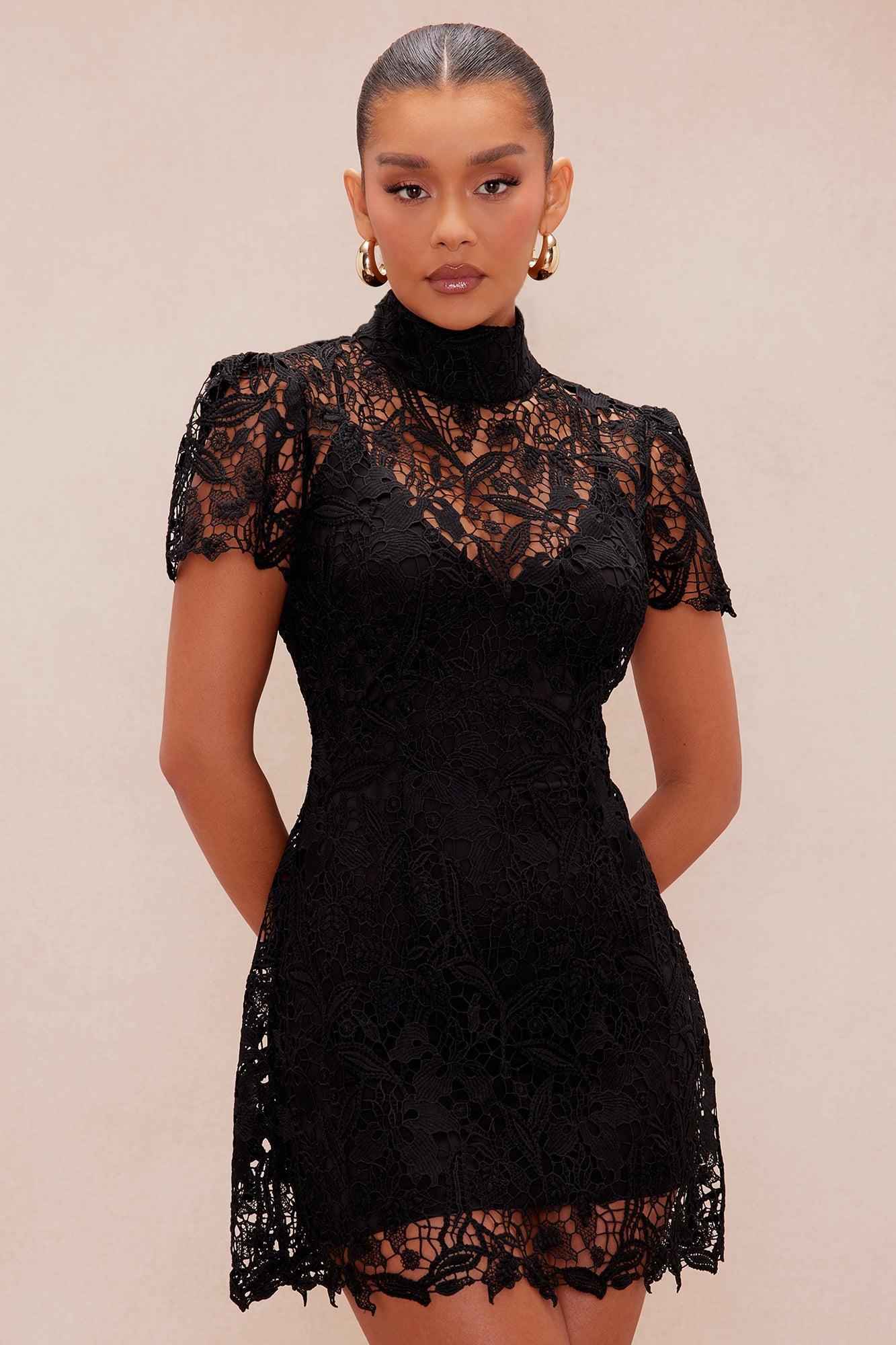 Lia Lace Mini Dress - Black Product Image
