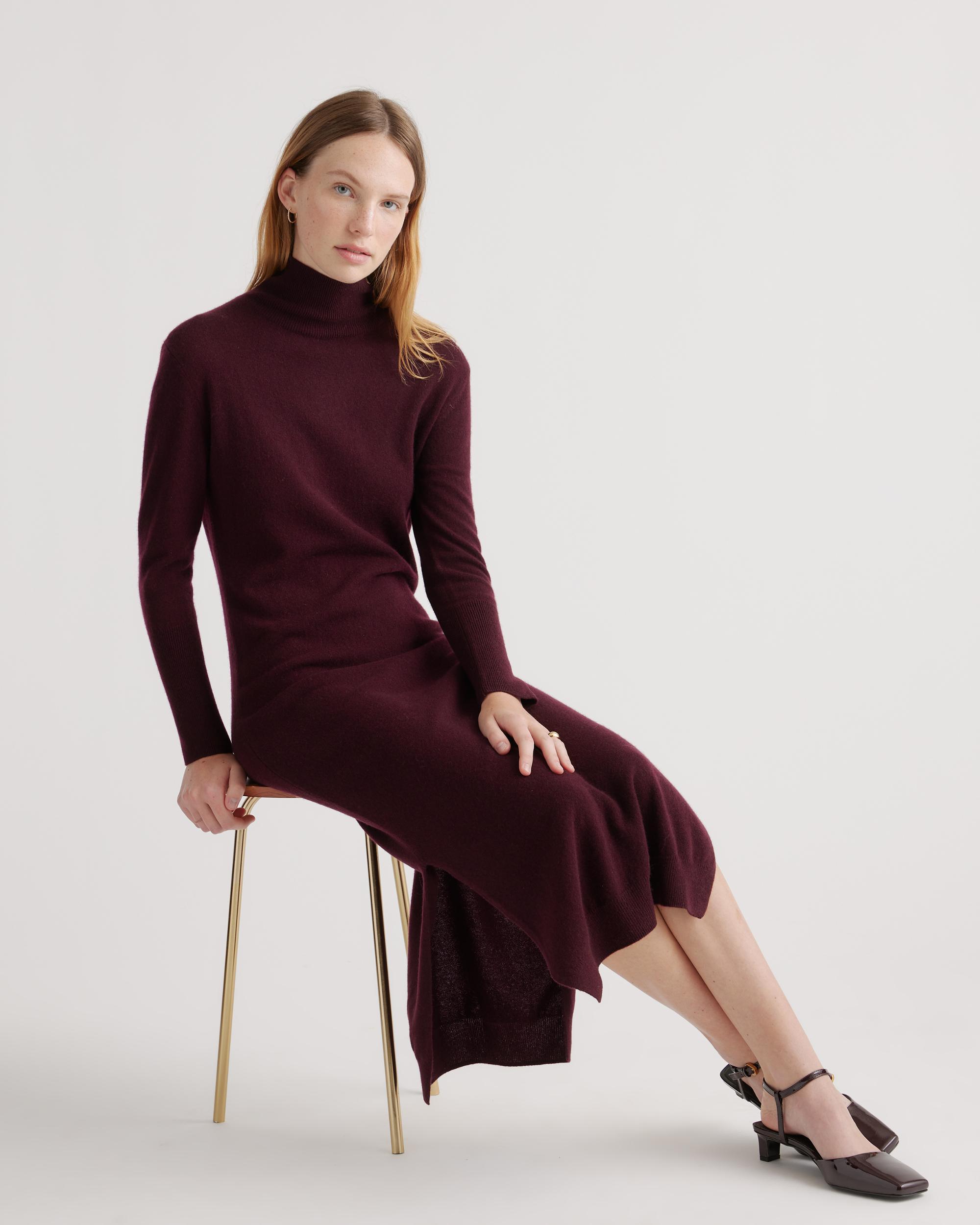 Quince | Women's Mongolian Cashmere Turtleneck Midi Sweater Dress Product Image