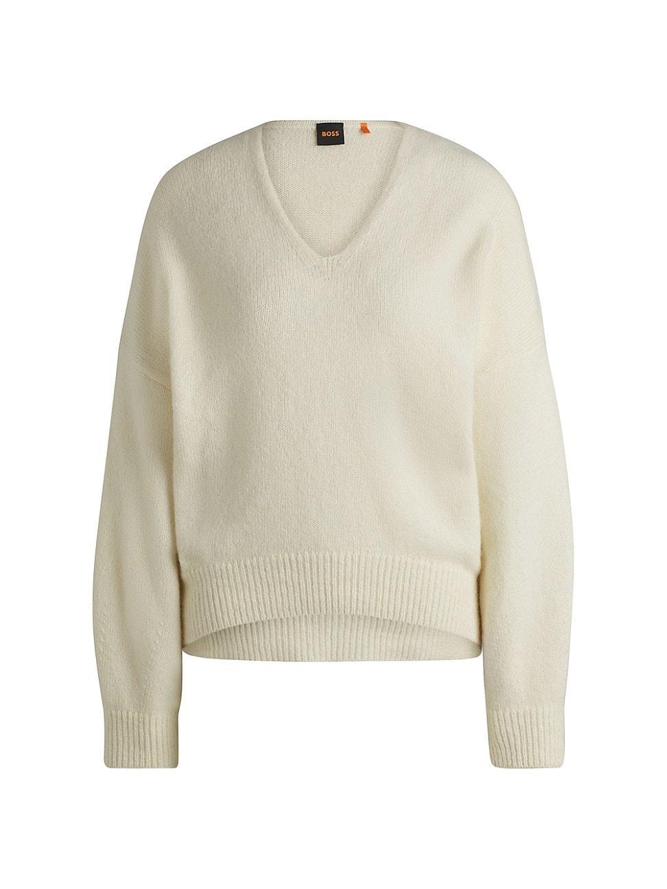Womens Relaxed-Fit Sweater with V Neckline Product Image