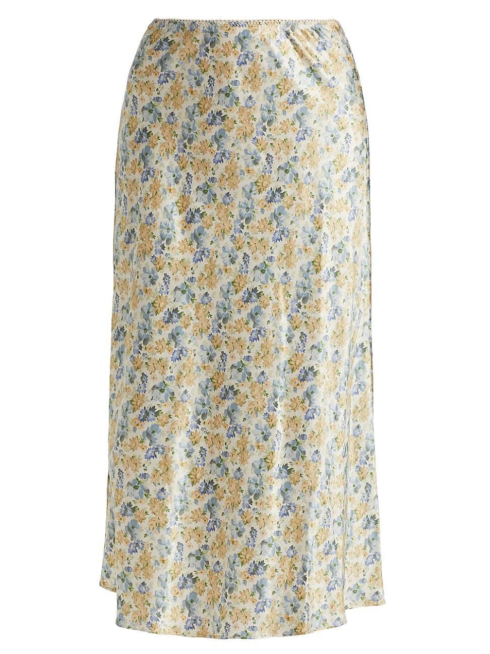 Womens Elowen Floral Silk Midi-Skirt Product Image