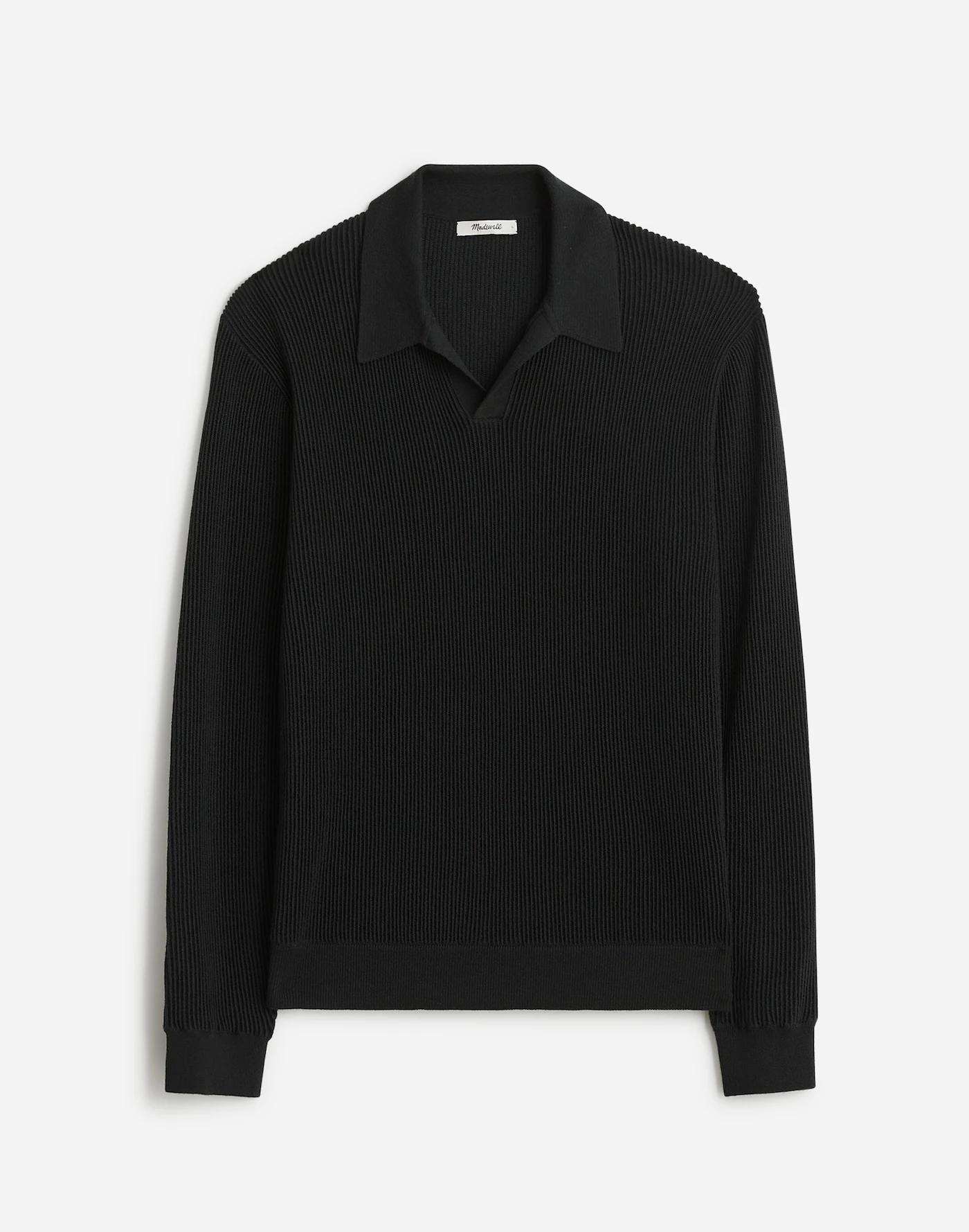 Johnny-Collar Sweater Polo Shirt in Merino Wool Product Image