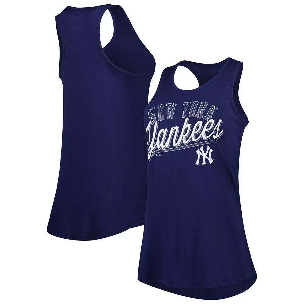 Women's Fanatics Branded Navy New York Yankees Simplicity Swing Racerback Scoop Neck Tank Top, Size: 3XL, Blue Product Image
