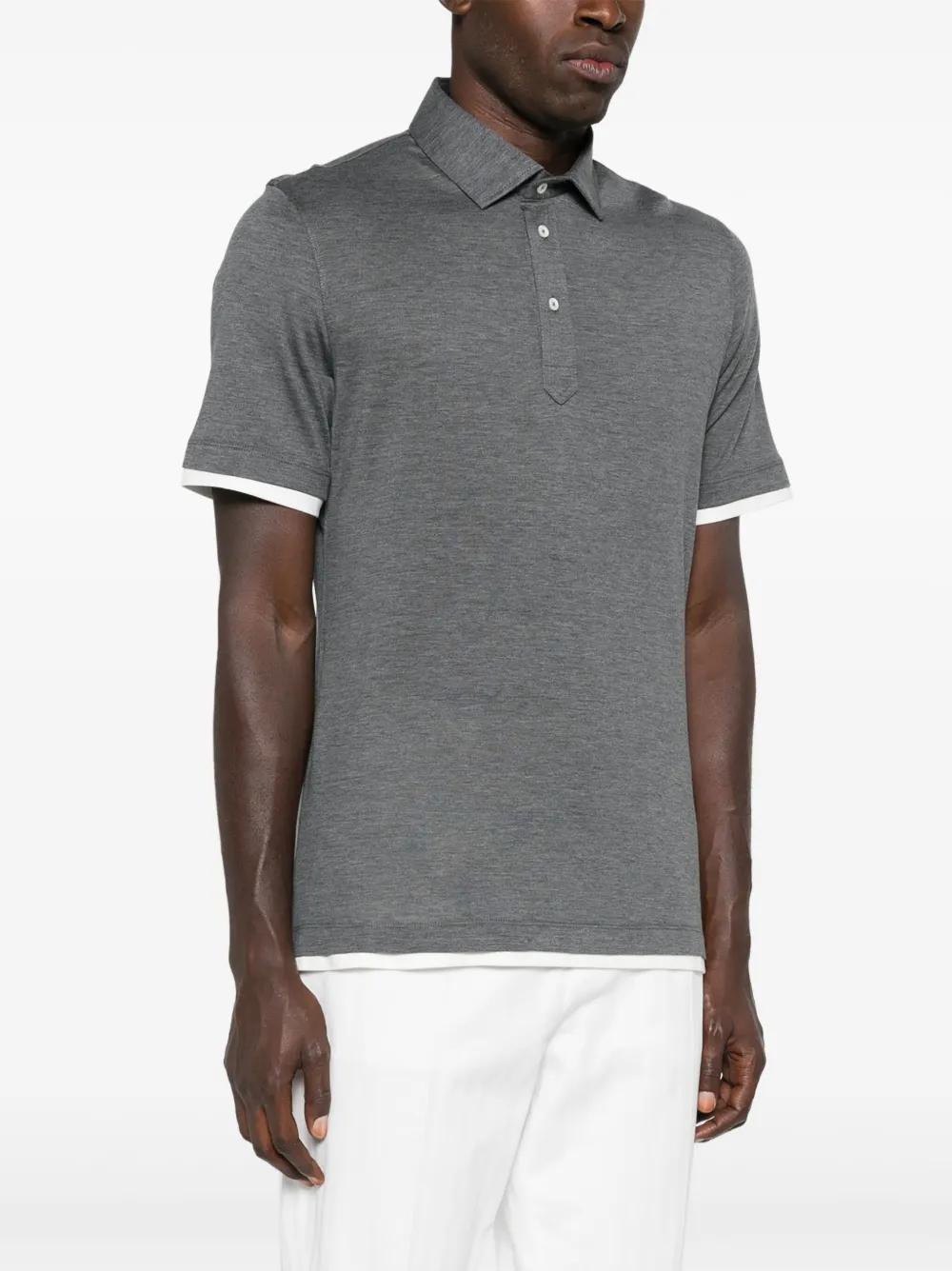 BRUNELLO CUCINELLI Layered-effect Polo Shirt In Gray Product Image