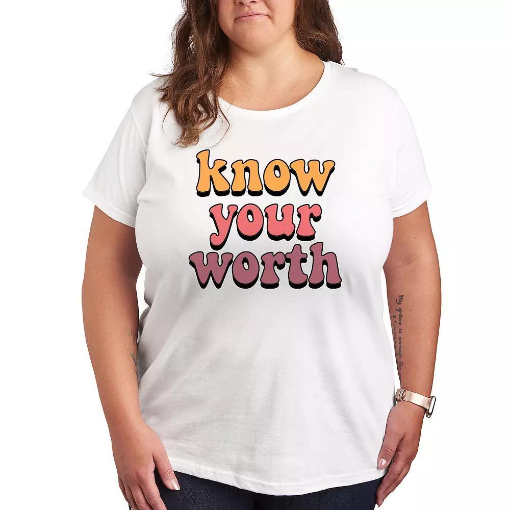 Plus Know Your Worth Graphic Tee, Womens Product Image