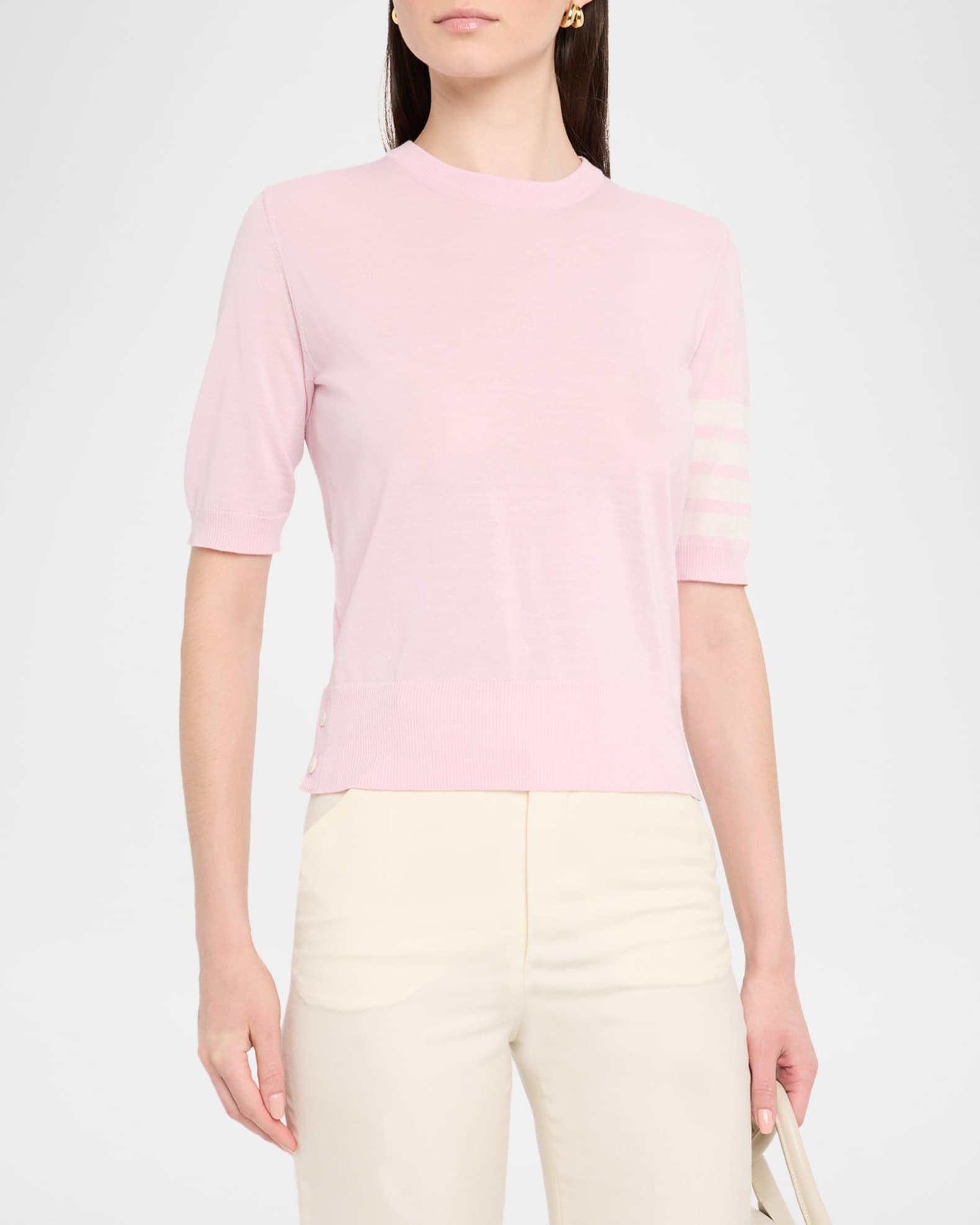 Merino Wool Jersey Stitch 4-Bar Short-Sleeve Sweater Product Image