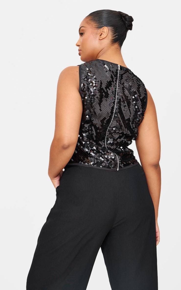 Plus Black Sequin Sleeveless Long Top Product Image