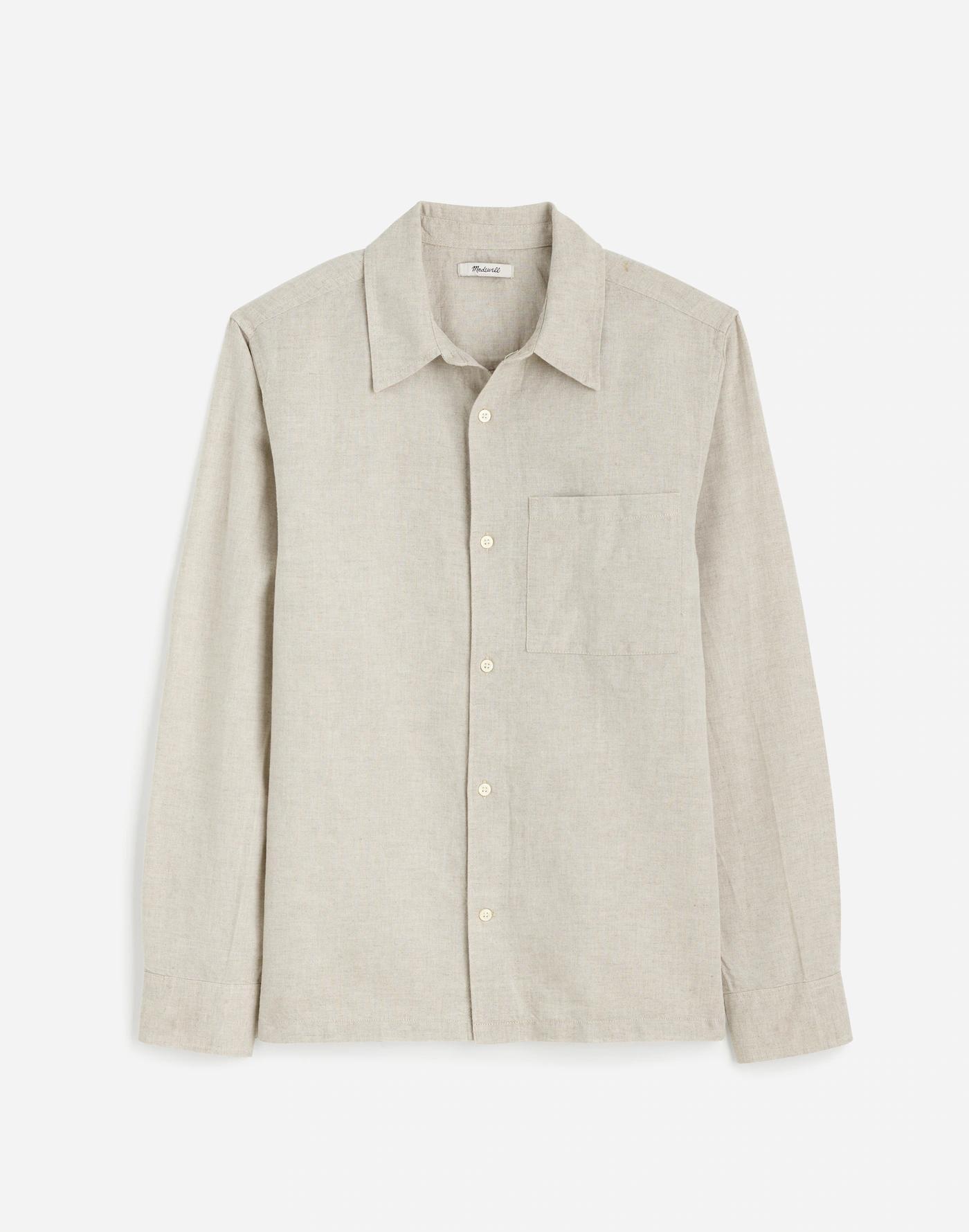 Button-Up Shirt in Cotton-Linen Blend Product Image