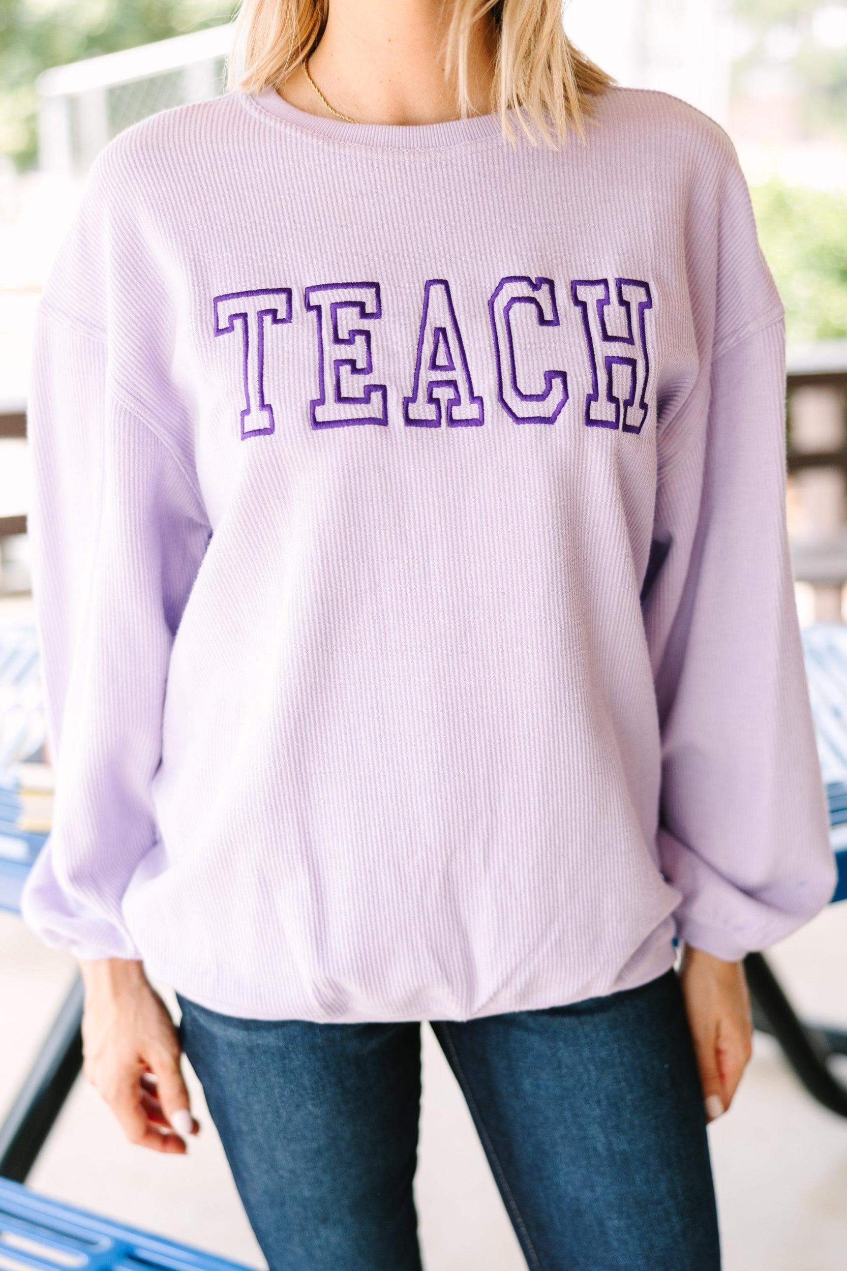 Teach Lilac Purple Corded Embroidered Sweatshirt Female Product Image