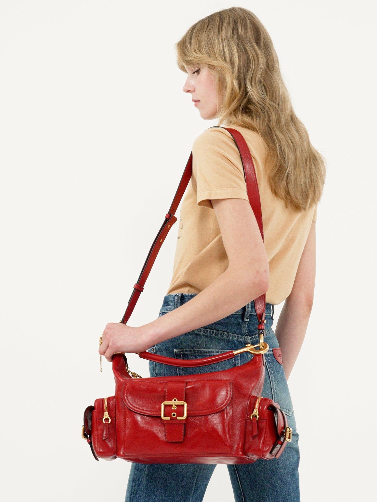 Camera bag in shiny leather Product Image
