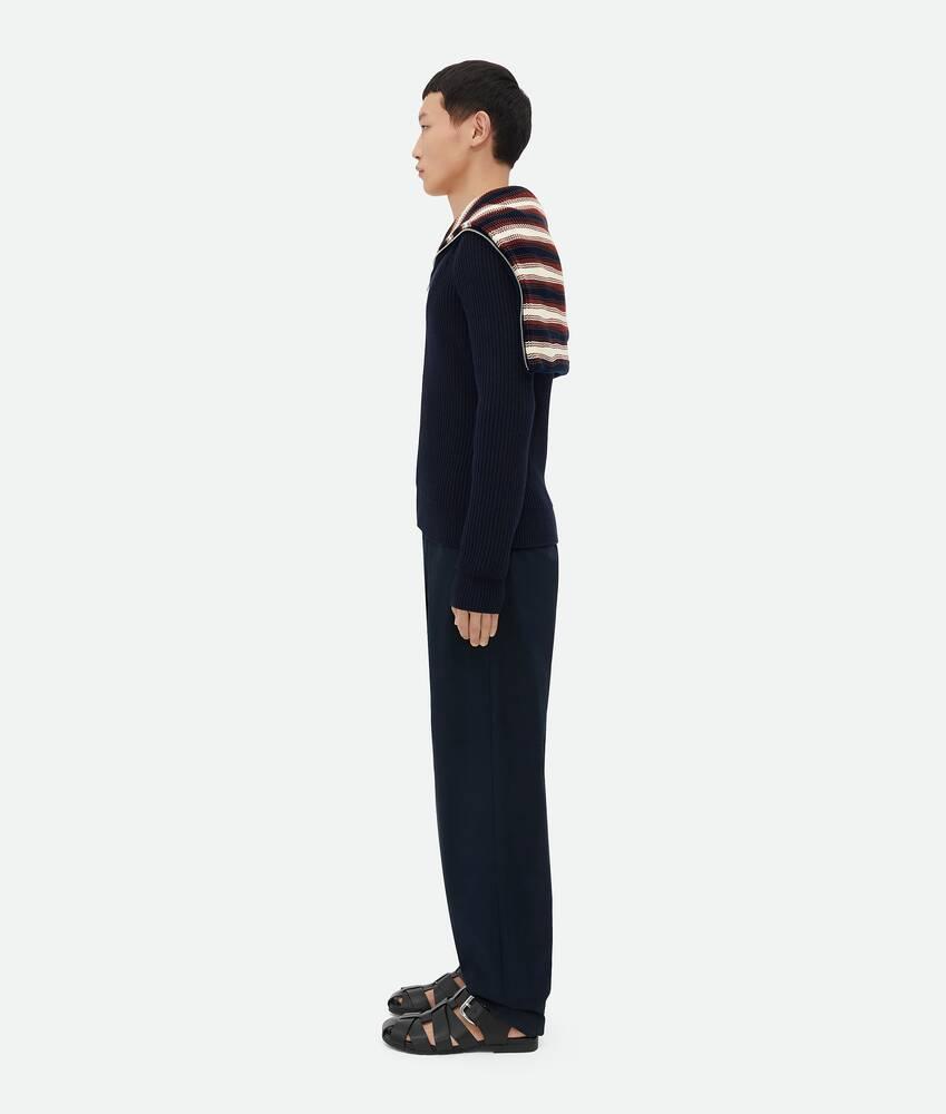 Men's Cotton Striped Cardigan in Navy/rust/chalk Product Image