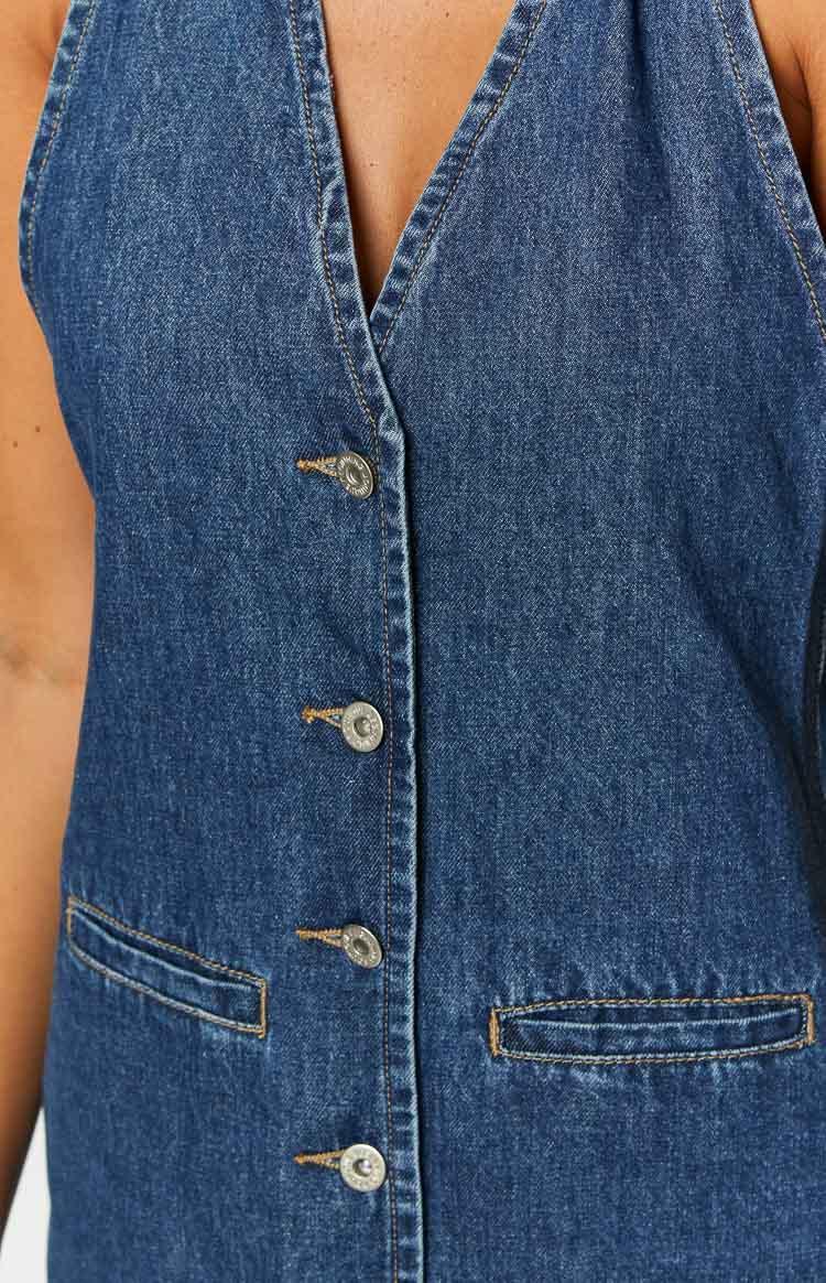 Corbin Denim Halter Neck Mini Dress Product Image