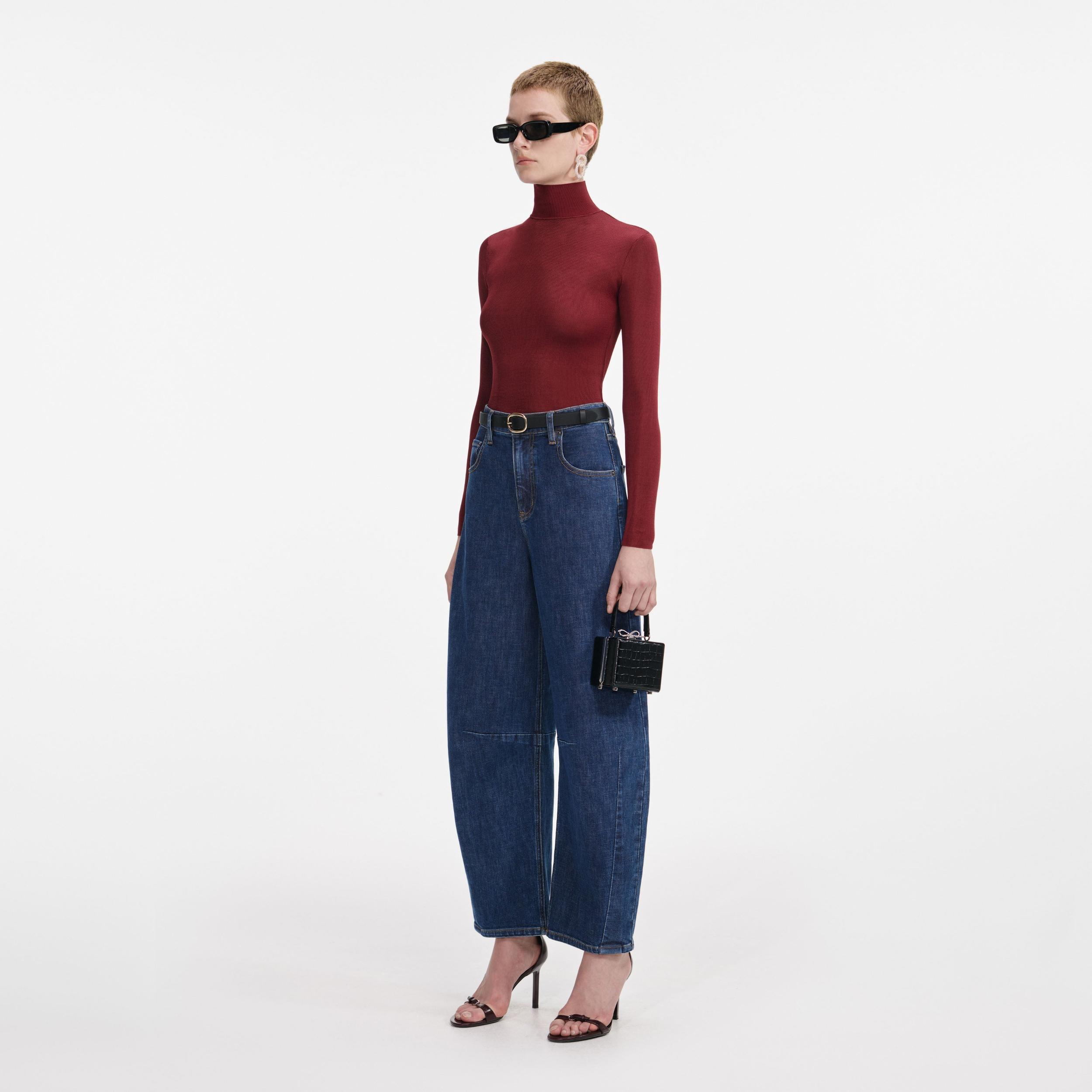 Burgundy Viscose Knit Top Product Image