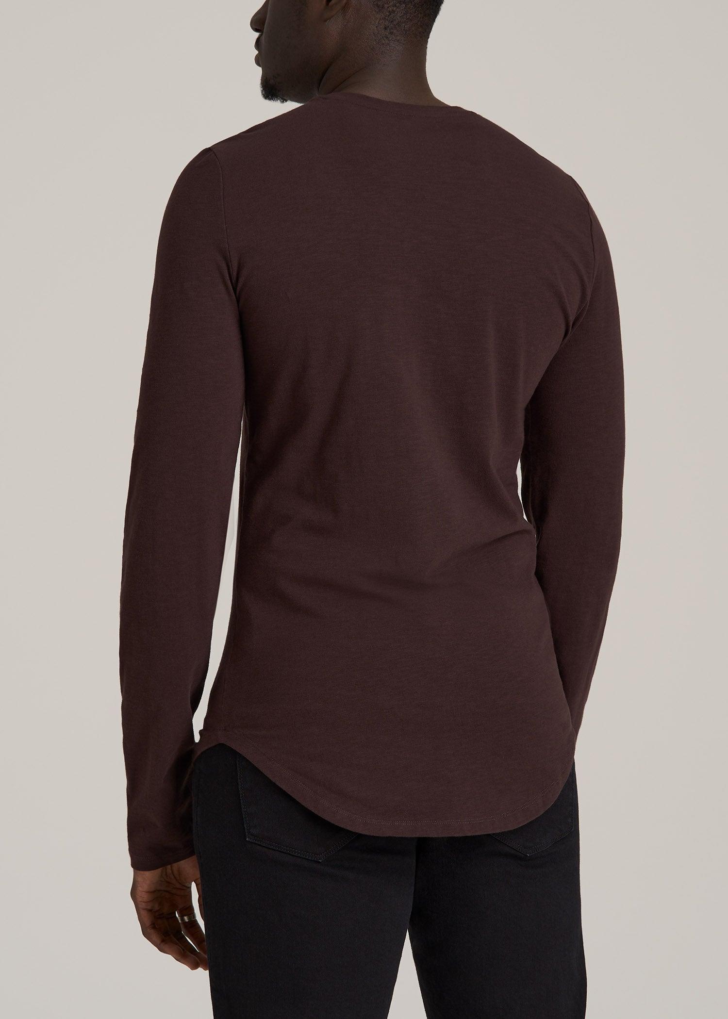 Slub Long Sleeve Scoop Tall Men's Tee in Oxblood Product Image