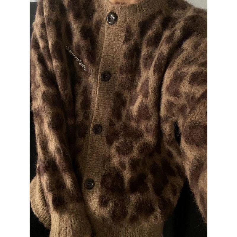 Crew Neck Patterned Cardigan Product Image
