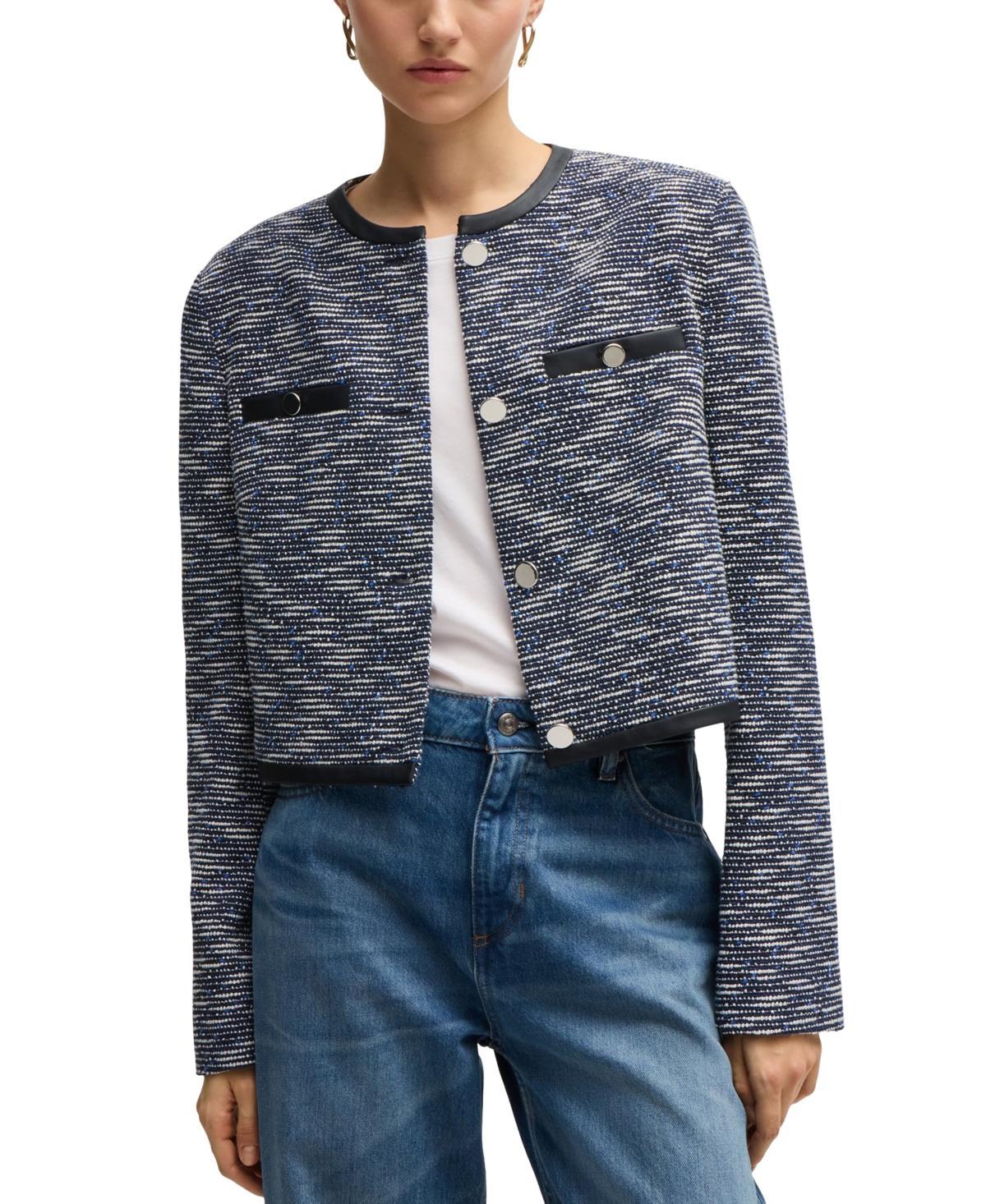 Womens Cropped Jacket in Cotton Tweed Product Image