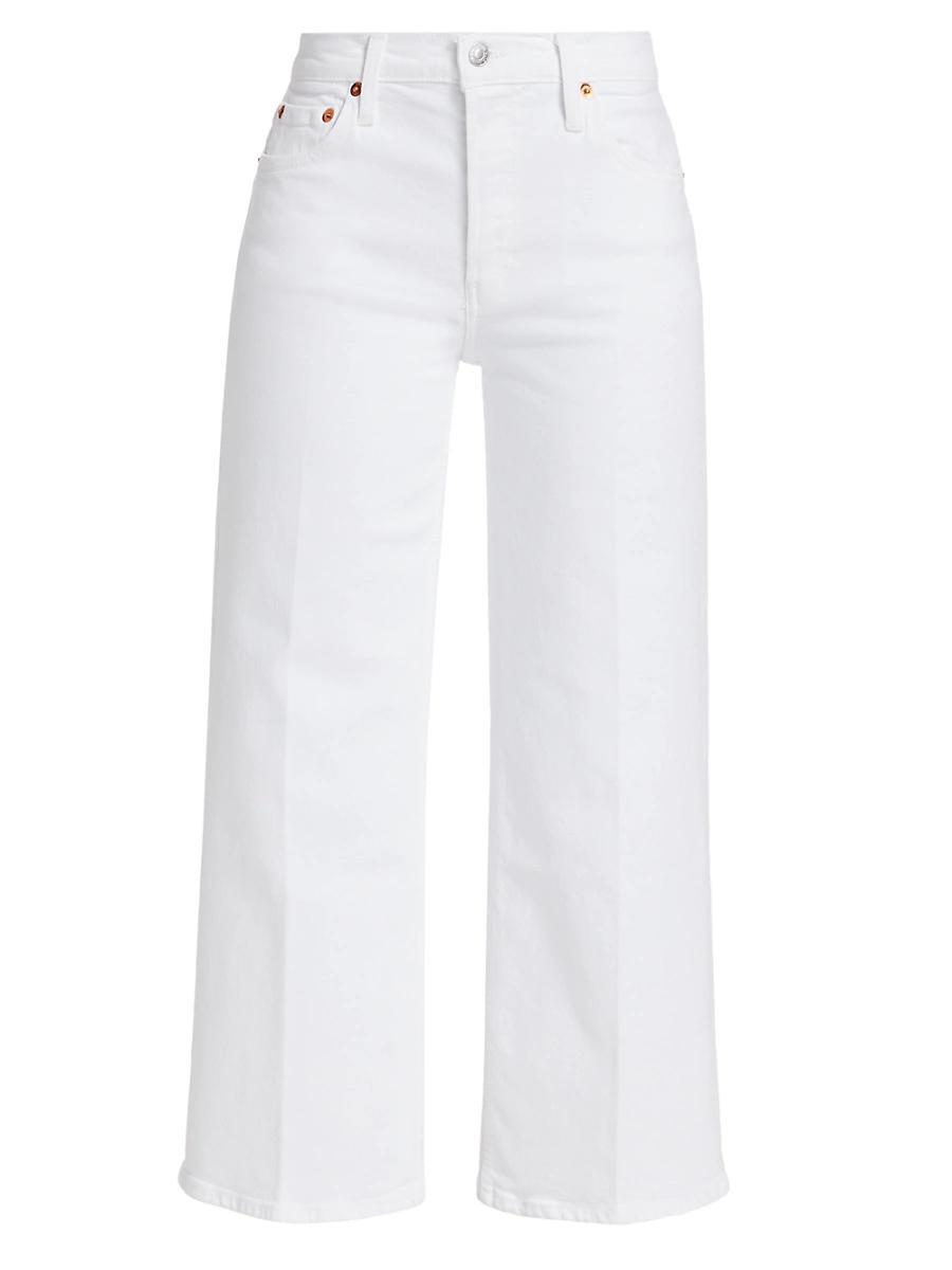 Womens Twill Mid-Rise Crop Wide-Leg Pants Product Image