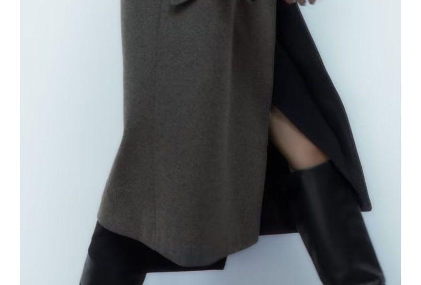Plain Midi Double-Breasted Coat Product Image