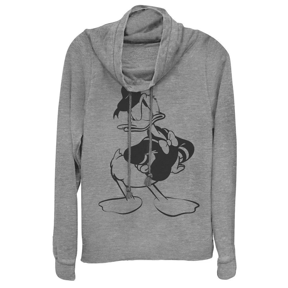 Disney Donald Duck Juniors' Pose Cowlneck Graphic Lightweight Long Sleeve, Girl's, Size: Small, Gray Grey Product Image