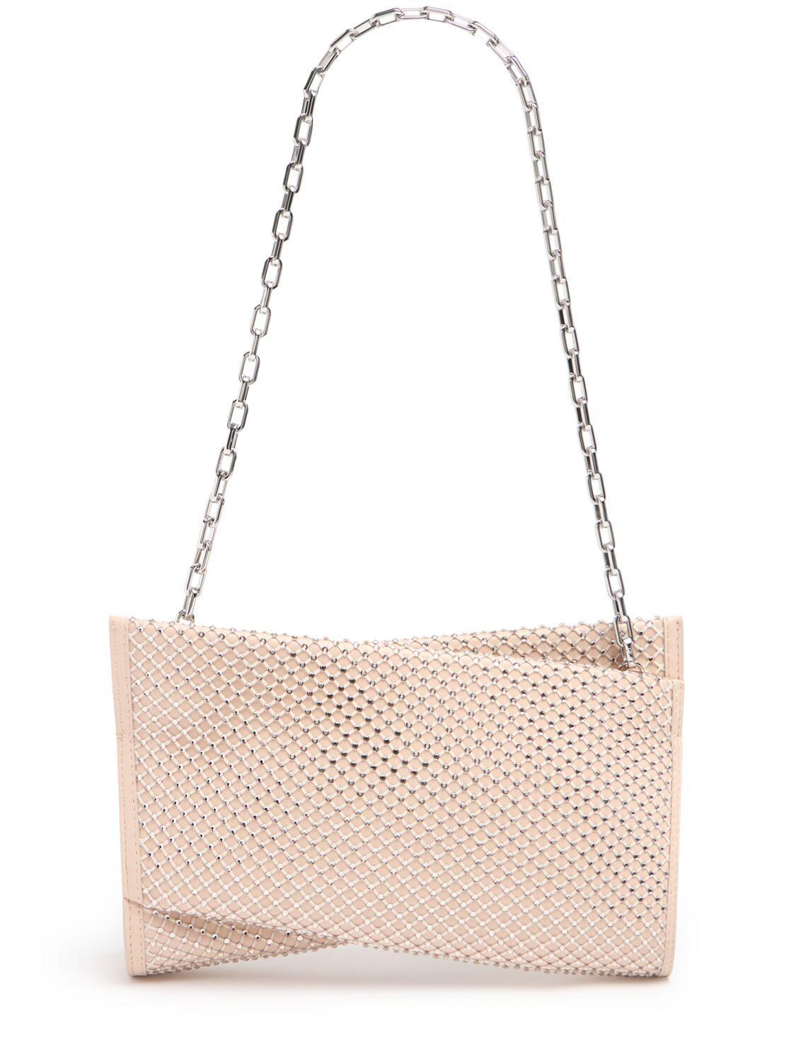 CHRISTIAN LOUBOUTIN Loubitwist Small Leather Clutch With Strap In White Product Image