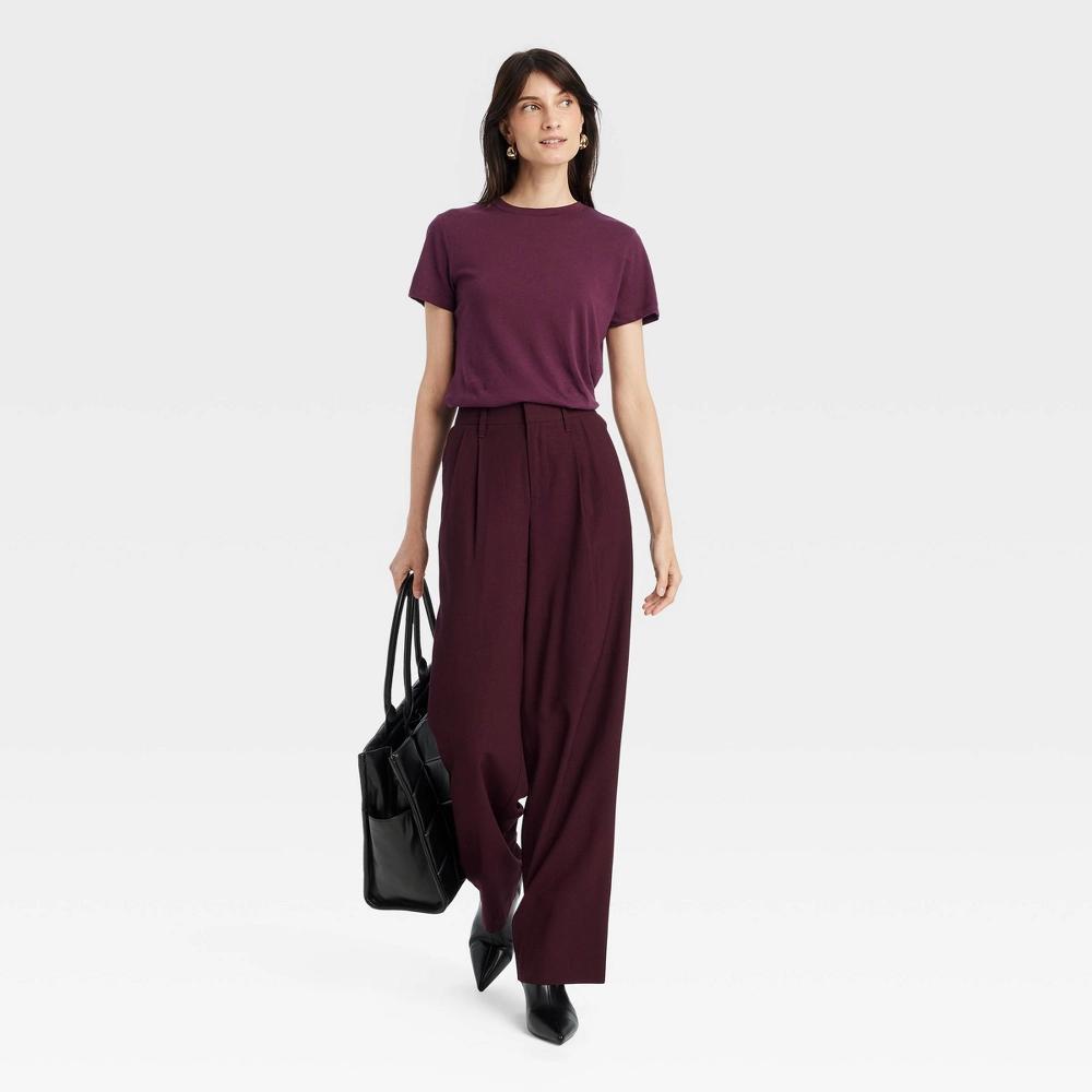 Women's Short Sleeve T-Shirt - A New Day™ Burgundy XS Product Image