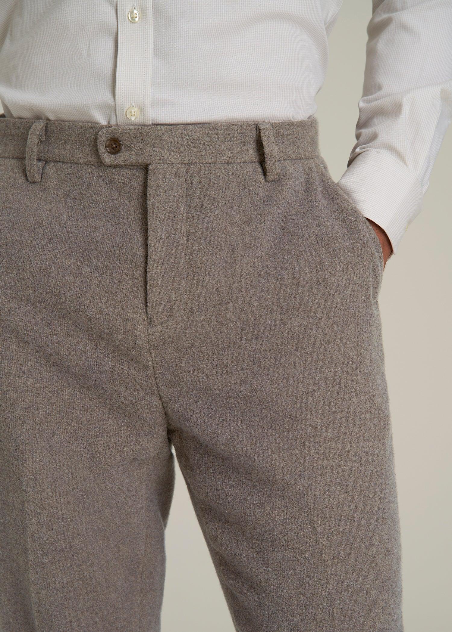 Wool Blend Dress Pants for Tall Men in Taupe Mix Male Product Image